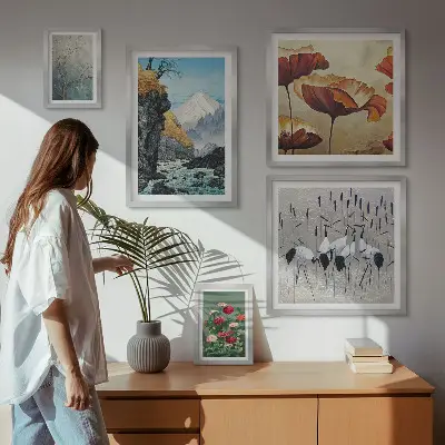 5-Piece Wall Art Set landscapes featuring flowers and mountains