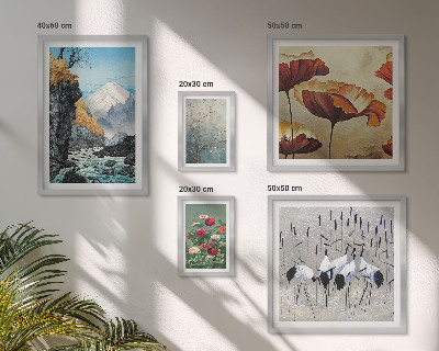 Set of 5 wall art pieces Landscapes with flowers and mountains