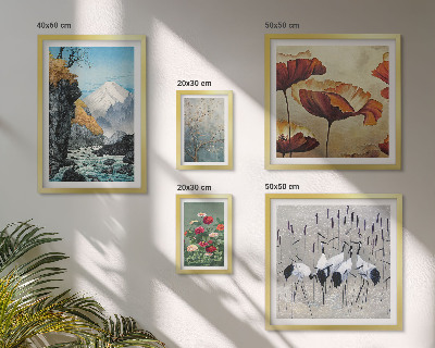 Set of 5 wall art pieces Landscapes with flowers and mountains