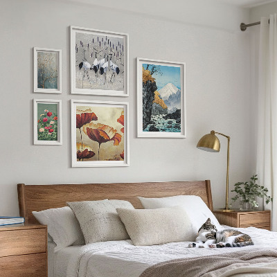 Set of 5 wall art pieces Landscapes with flowers and mountains
