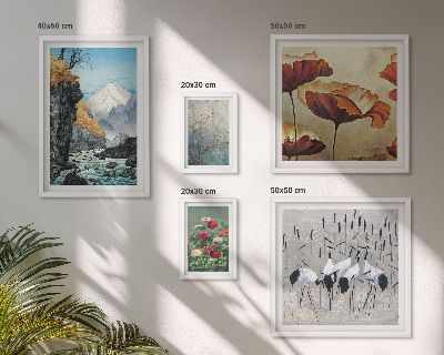 Set of 5 wall art pieces Landscapes with flowers and mountains