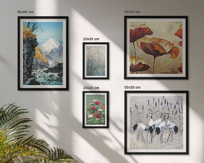 Set of 5 wall art pieces Landscapes with flowers and mountains