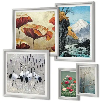 5-Piece Wall Art Set landscapes featuring flowers and mountains