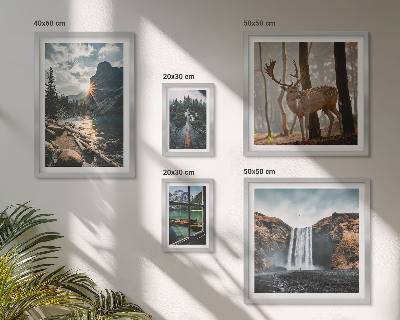Set of 5 wall art pieces Landscapes nature waterfalls fauna