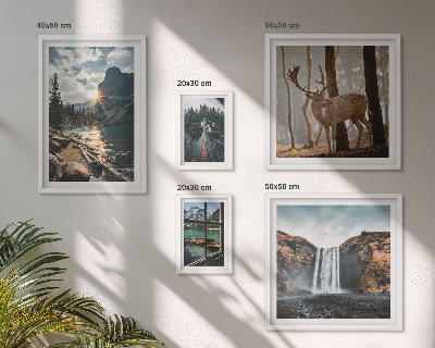Set of 5 wall art pieces Landscapes nature waterfalls fauna