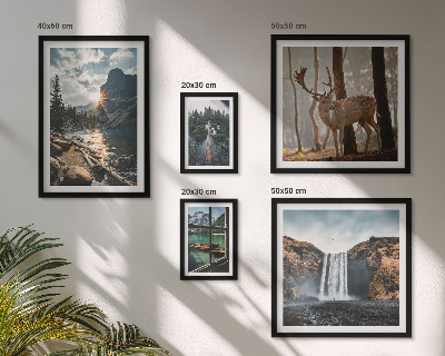 Set of 5 wall art pieces Landscapes nature waterfalls fauna