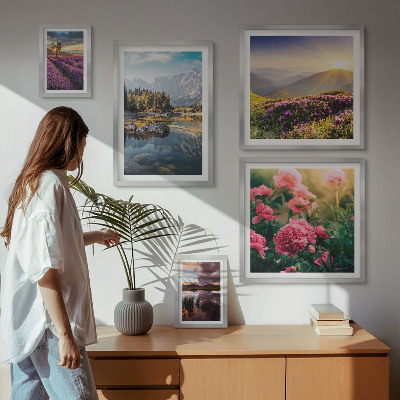 Set of 5 wall art pieces Landscapes nature flowers mountains