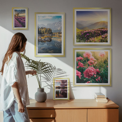 Set of 5 wall art pieces Landscapes nature flowers mountains