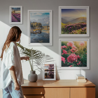 Set of 5 wall art pieces Landscapes nature flowers mountains