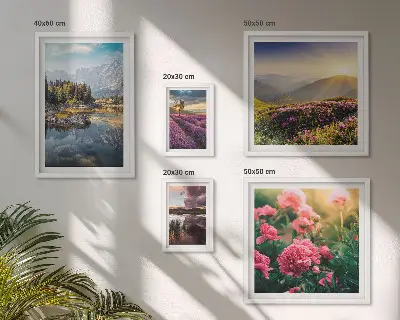 Set of 5 wall art pieces featuring landscape, nature, flower, and mountain scenery