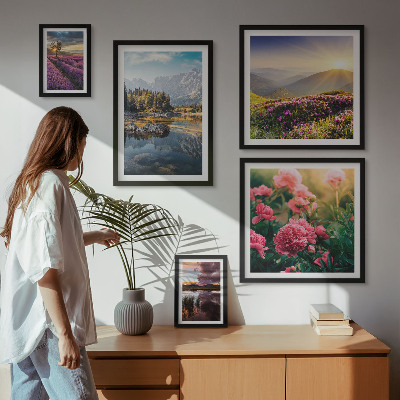 Set of 5 wall art pieces Landscapes nature flowers mountains