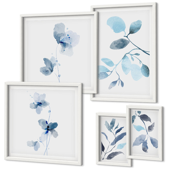 Framed photo set Blue plant accents