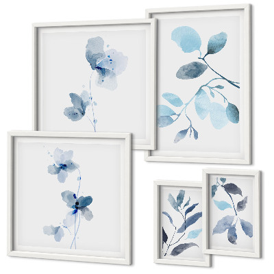 Framed photo set Blue plant accents