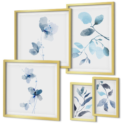 Framed photo set Blue plant accents