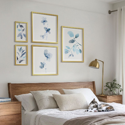 Framed photo set Blue plant accents