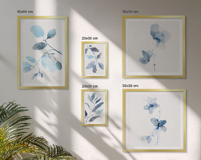 Framed photo set Blue plant accents