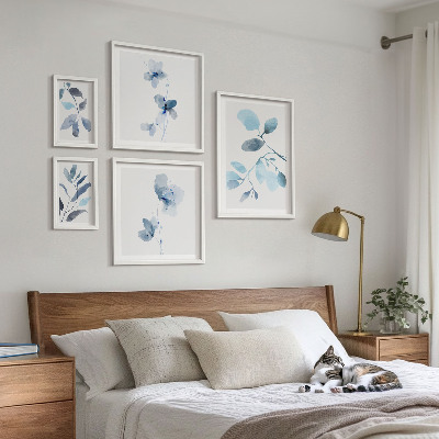 Framed photo set Blue plant accents