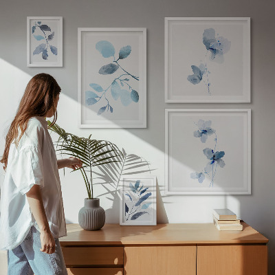Framed photo set Blue plant accents