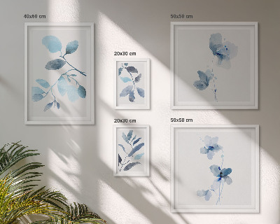 Framed photo set Blue plant accents