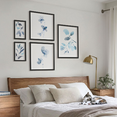 Framed photo set Blue plant accents