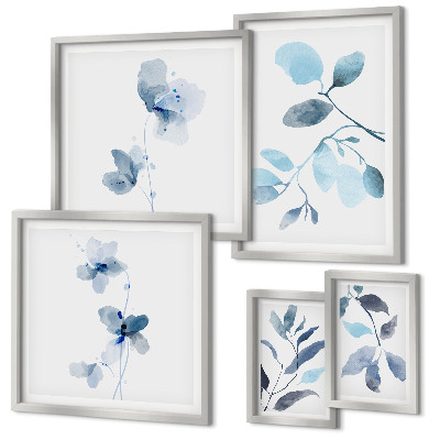 Framed photo set Blue plant accents