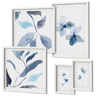 Set of 5 wall art pieces Stylish watercolor flowers