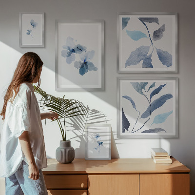 Set of 5 wall art pieces Stylish watercolor flowers