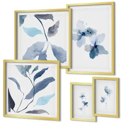 Watercolor flowers wall art set of 5 pieces