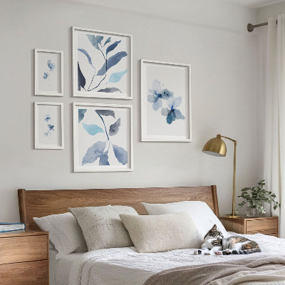 Set of 5 wall art pieces Stylish watercolor flowers