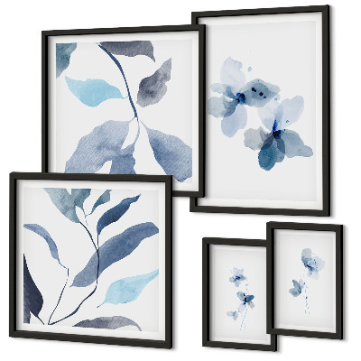 Set of 5 wall art pieces Stylish watercolor flowers