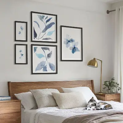 Watercolor flowers wall art set of 5 pieces