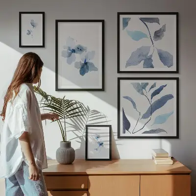 Watercolor flowers wall art set of 5 pieces