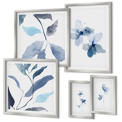 Set of 5 wall art pieces Stylish watercolor flowers