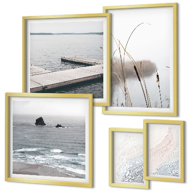 Set of 5 wall art pieces Minimalist seascapes