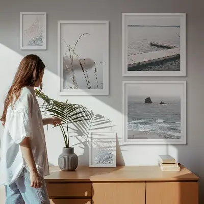 Set of 5 wall art pieces Minimalist seascapes
