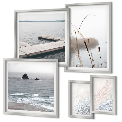Set of 5 wall art pieces Minimalist seascapes
