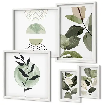 Framed photo set with Scandinavian plant motifs
