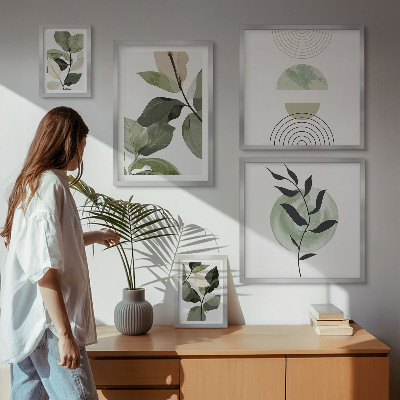 Framed photo set Scandinavian plant motifs