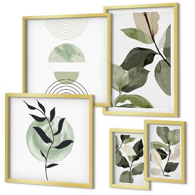 Framed photo set Scandinavian plant motifs