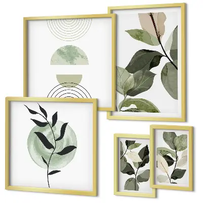 Framed photo set with Scandinavian plant motifs