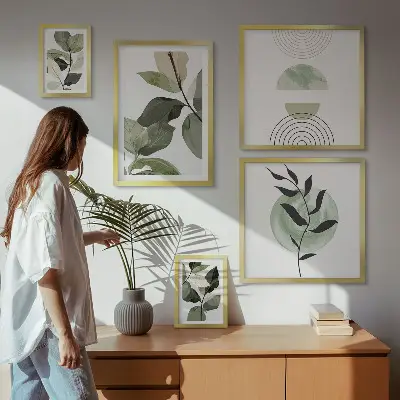 Framed photo set with Scandinavian plant motifs