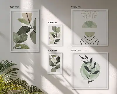Framed photo set with Scandinavian plant motifs