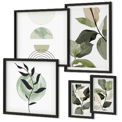 Framed photo set Scandinavian plant motifs
