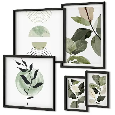 Framed photo set with Scandinavian plant motifs