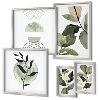Framed photo set Scandinavian plant motifs