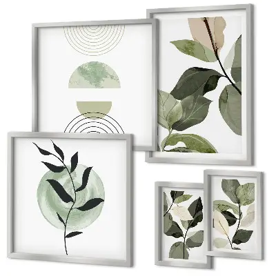 Framed photo set with Scandinavian plant motifs
