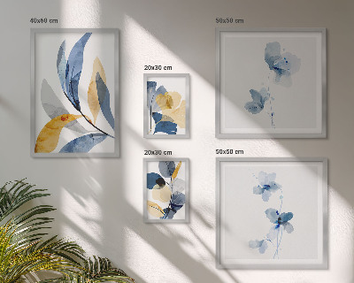 Set of 5 wall art pieces Plant motifs in pastel interiors