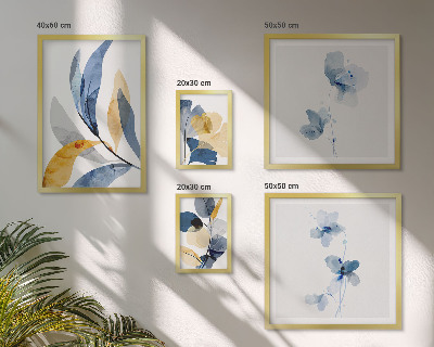 Set of 5 wall art pieces Plant motifs in pastel interiors