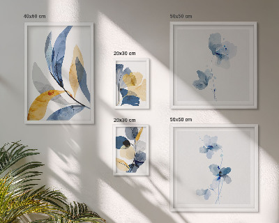 Set of 5 wall art pieces Plant motifs in pastel interiors