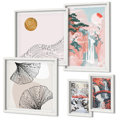 Framed photo set Waterfall landscapes Japan